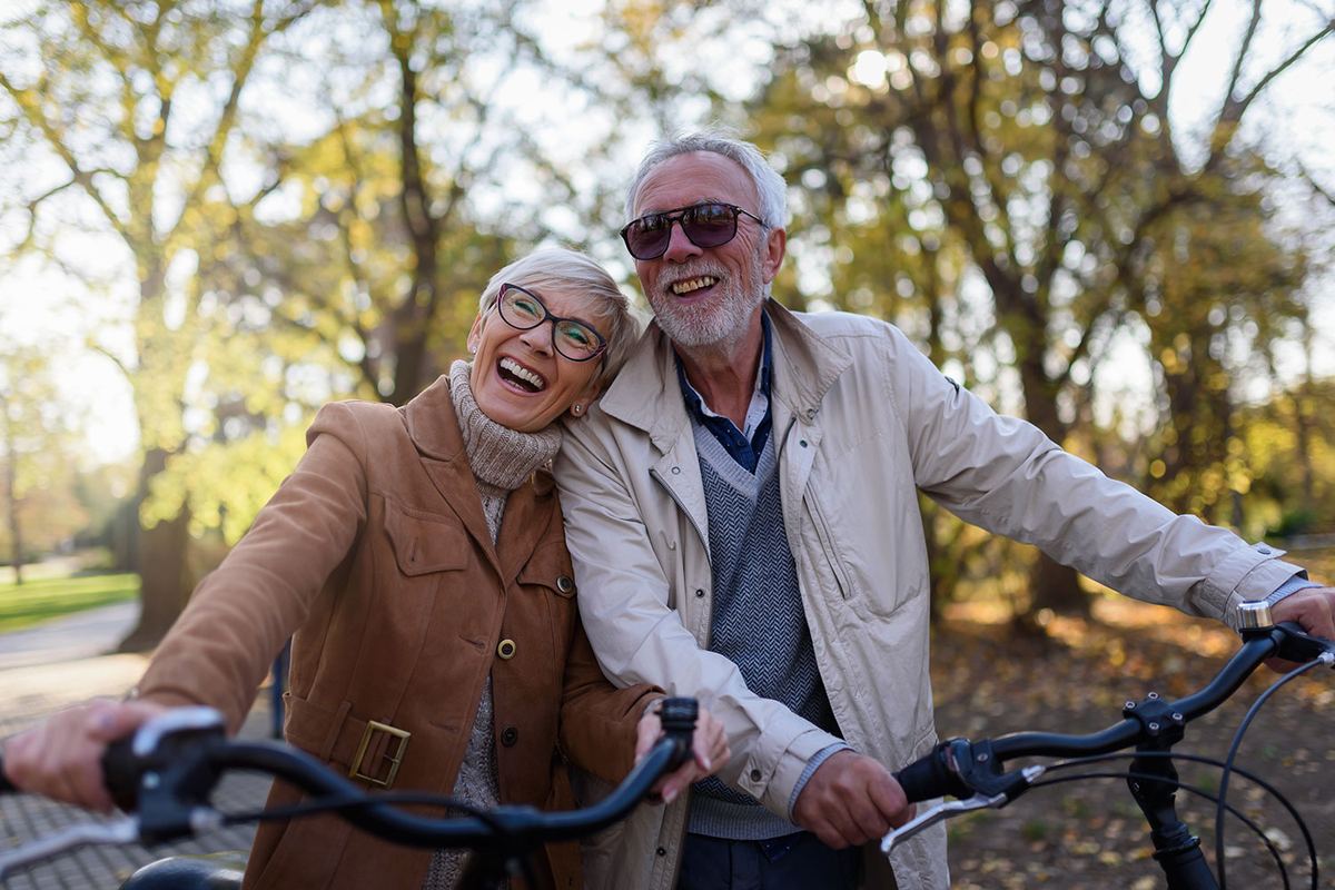 An older couple looking ahead to life after work